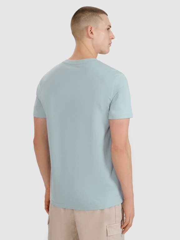 Męski t-shirt z nadrukiem 4F 4FWSS25TTSHM2075 - niebieski