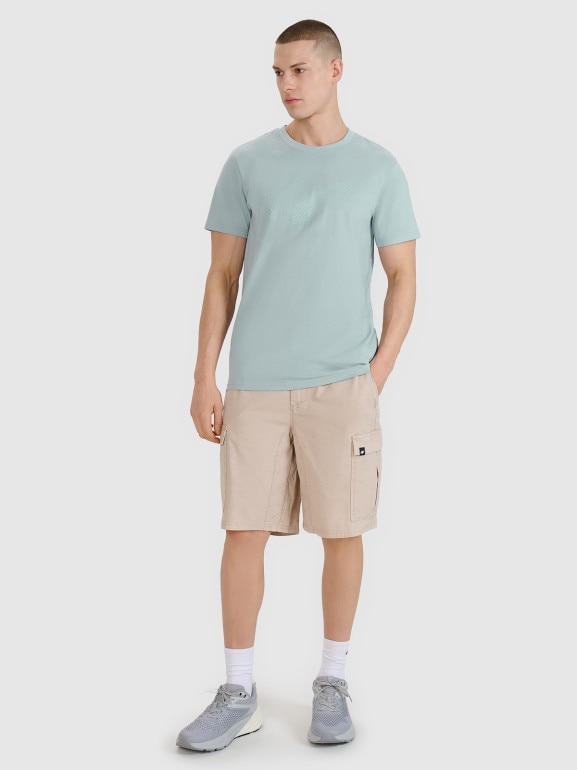 Męski t-shirt z nadrukiem 4F 4FWSS25TTSHM2075 - niebieski