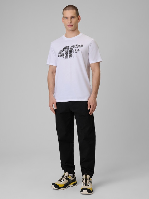 Męski t-shirt z nadrukiem 4F 4FWSS26TTSHM2659 - biały
