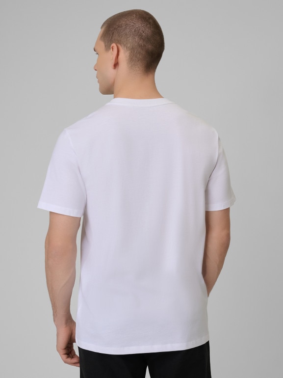 Męski t-shirt z nadrukiem 4F 4FWSS26TTSHM2659 - biały