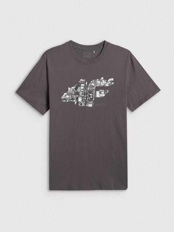 Męski t-shirt z nadrukiem 4F 4FWSS26TTSHM2659 - szary