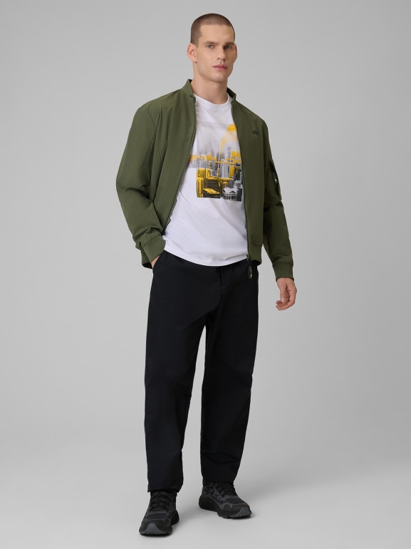 Męski t-shirt z nadrukiem 4F 4FWSS26TTSHM2660 - biały