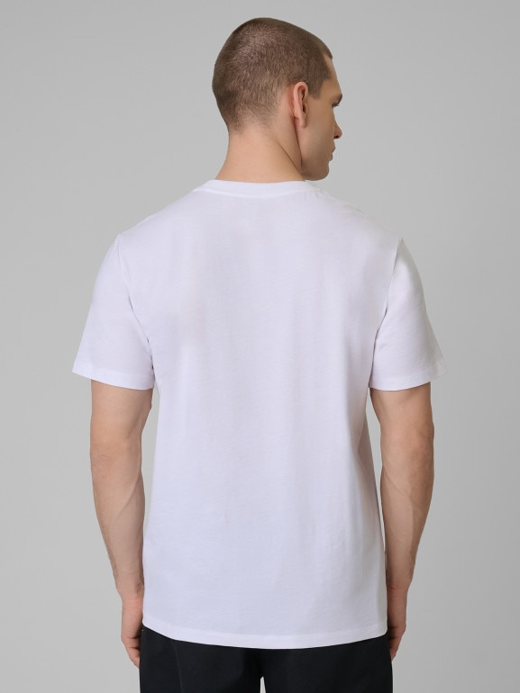 Męski t-shirt z nadrukiem 4F 4FWSS26TTSHM2660 - biały