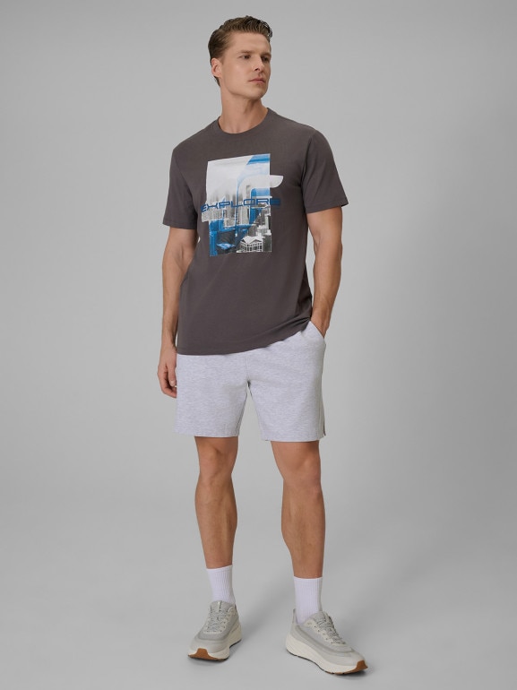 Męski t-shirt z nadrukiem 4F 4FWSS26TTSHM2660 - szary
