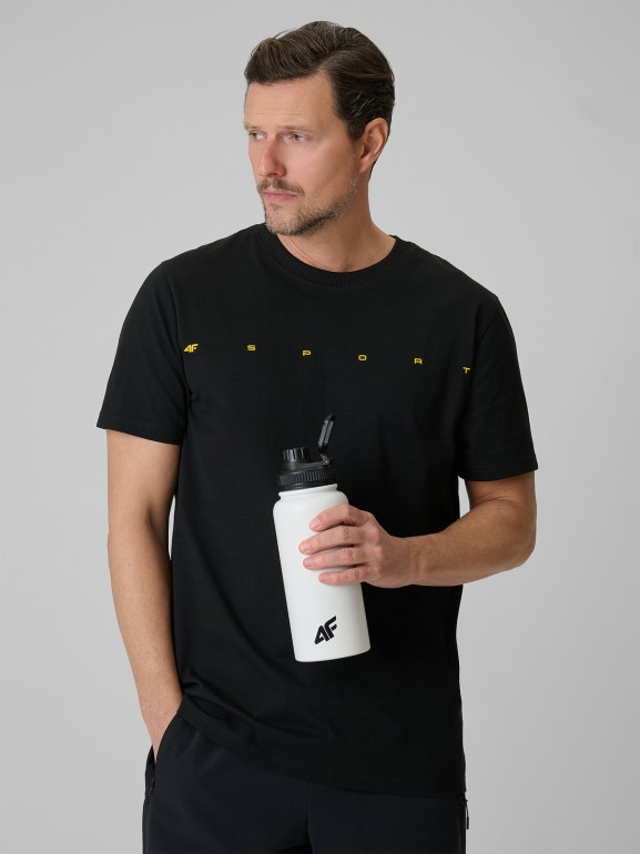 Męski t-shirt z nadrukiem 4F 4FWSS26TTSHM2661 - czarny