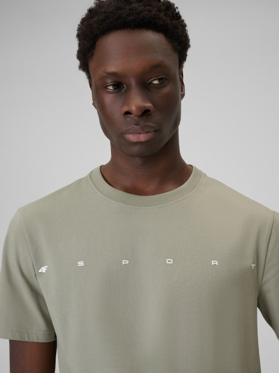 Męski t-shirt z nadrukiem 4F 4FWSS26TTSHM2661 - zielony