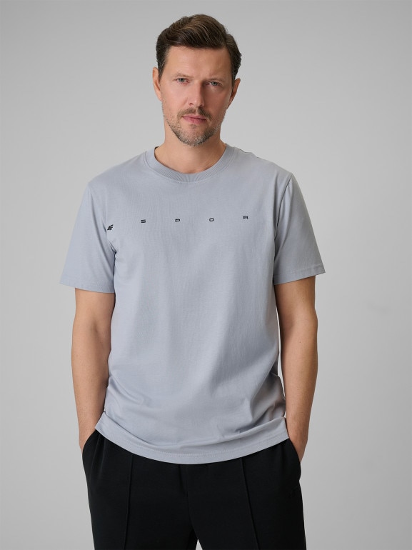 Męski t-shirt z nadrukiem 4F 4FWSS26TTSHM2661 - szary
