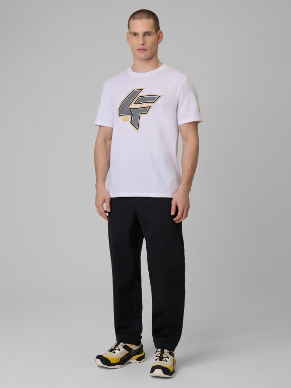 Męski t-shirt z nadrukiem 4F 4FWSS26TTSHM2662 - biały