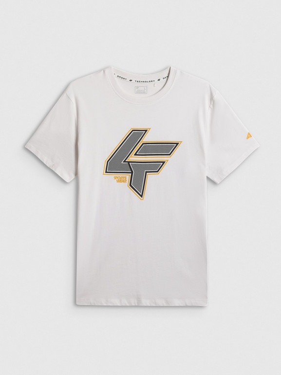 Męski t-shirt z nadrukiem 4F 4FWSS26TTSHM2662 - biały