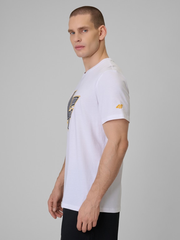Męski t-shirt z nadrukiem 4F 4FWSS26TTSHM2662 - biały