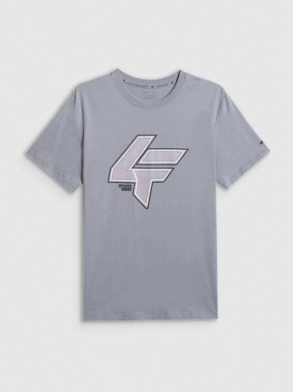 Męski t-shirt z nadrukiem 4F 4FWSS26TTSHM2662 - szary