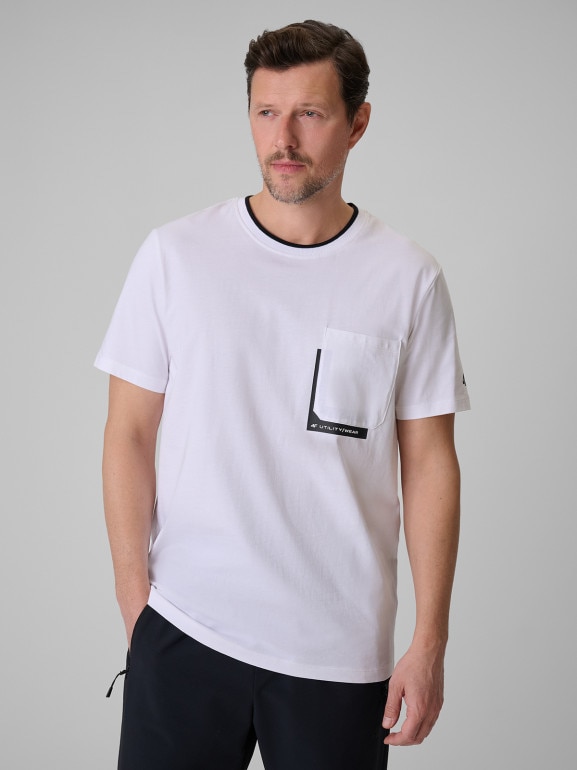 Męski t-shirt z nadrukiem 4F 4FWSS26TTSHM2663 - biały