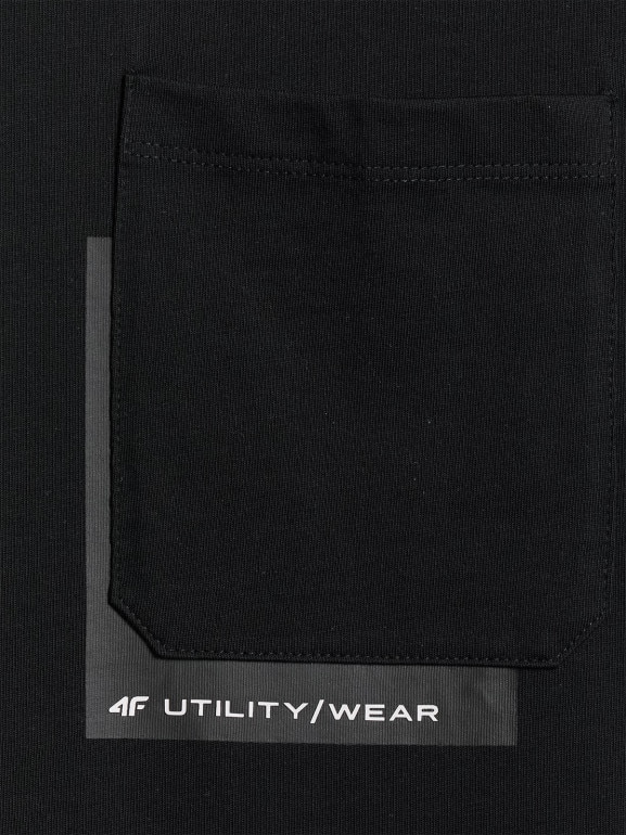 Męski t-shirt z nadrukiem 4F 4FWSS26TTSHM2663 - czarny