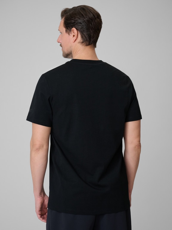 Męski t-shirt z nadrukiem 4F 4FWSS26TTSHM2663 - czarny