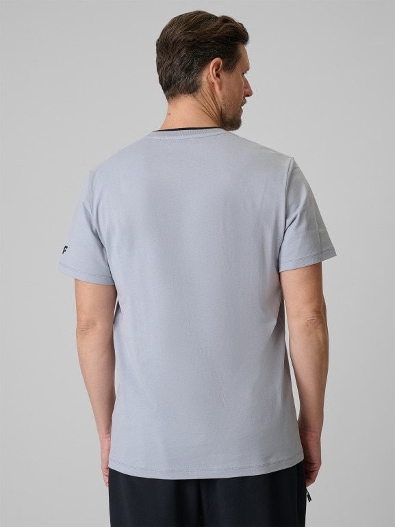 Męski t-shirt z nadrukiem 4F 4FWSS26TTSHM2663 - szary