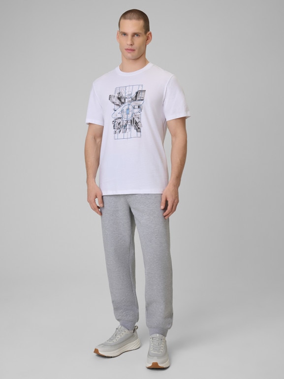 Męski t-shirt z nadrukiem 4F 4FWSS26TTSHM2664 - biały