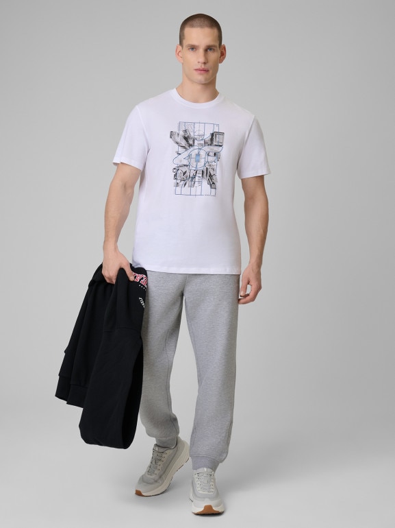 Męski t-shirt z nadrukiem 4F 4FWSS26TTSHM2664 - biały