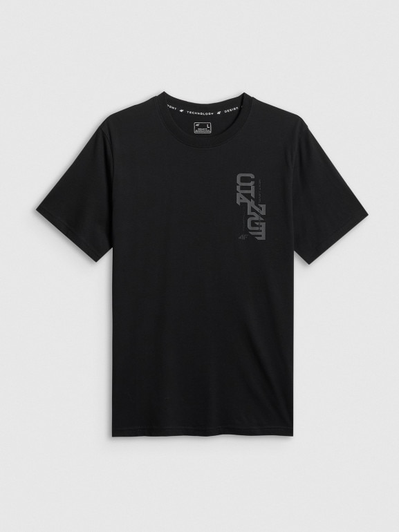 Męski t-shirt z nadrukiem 4F 4FWSS26TTSHM2665 - czarny