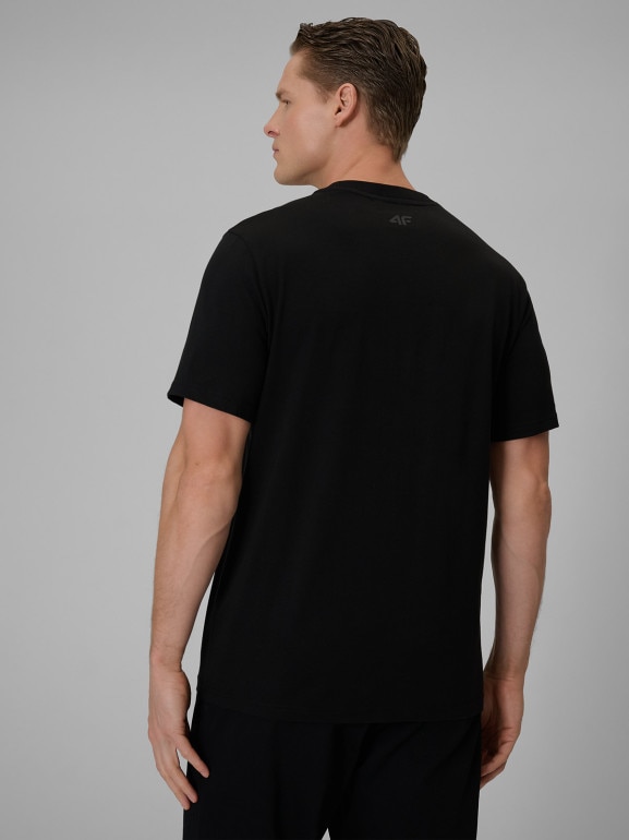Męski t-shirt z nadrukiem 4F 4FWSS26TTSHM2665 - czarny