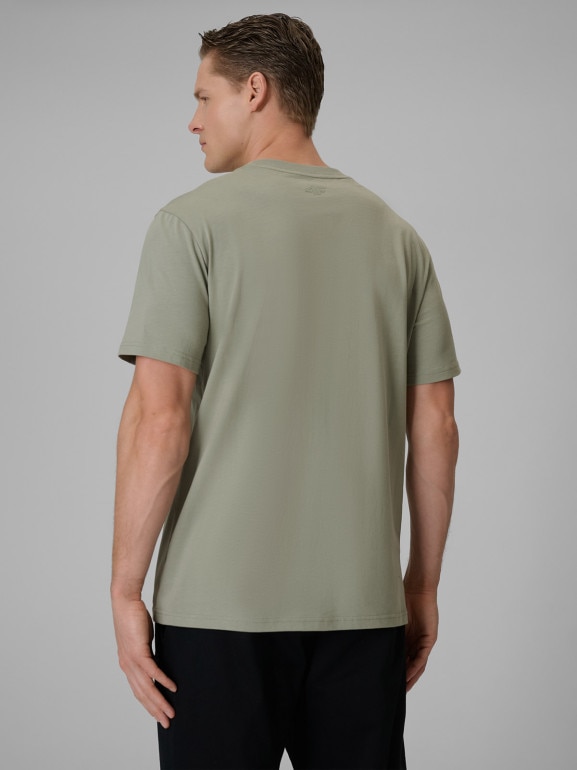 Męski t-shirt z nadrukiem 4F 4FWSS26TTSHM2665 - khaki