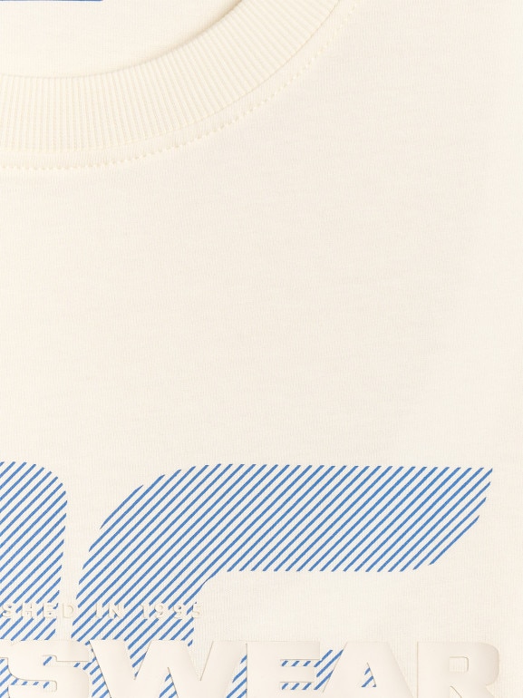 Męski t-shirt z nadrukiem 4F 4FWSS26TTSHM2666 - kremowy