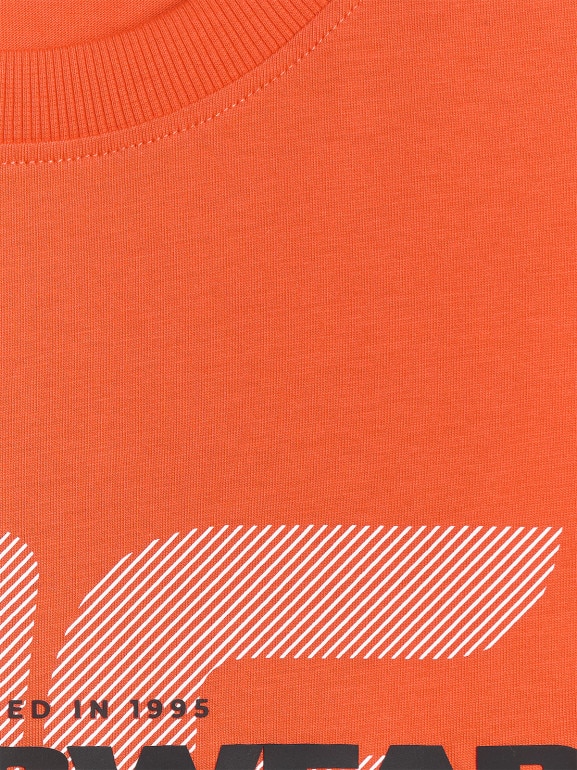 Męski t-shirt z nadrukiem 4F 4FWSS26TTSHM2666 - pomarańczowy