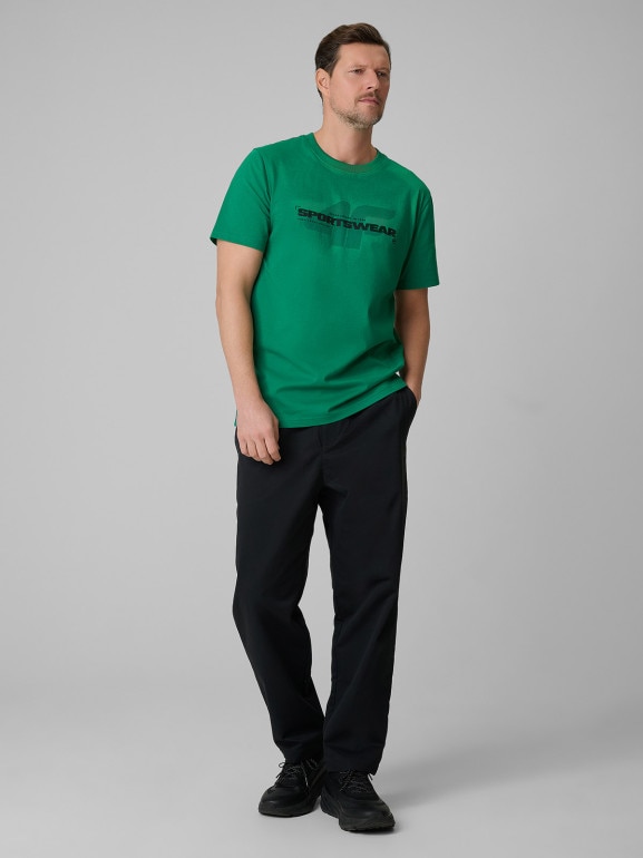 Męski t-shirt z nadrukiem 4F 4FWSS26TTSHM2666 - zielony