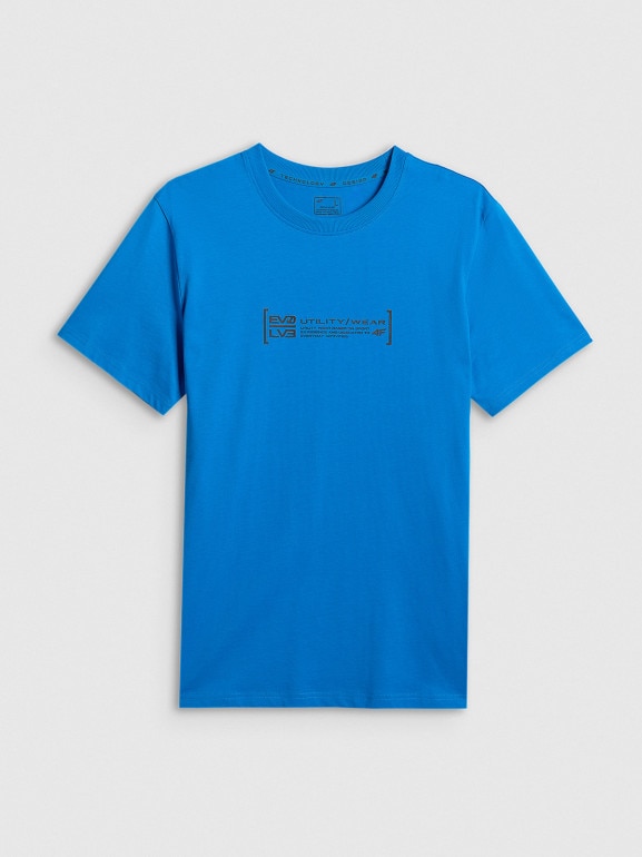 Męski t-shirt z nadrukiem 4F 4FWSS26TTSHM2668 - niebieski