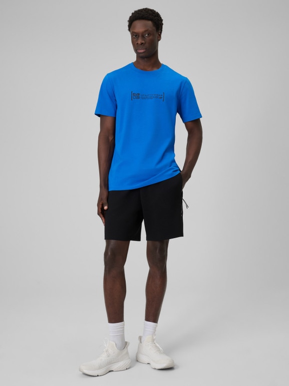 Męski t-shirt z nadrukiem 4F 4FWSS26TTSHM2668 - niebieski