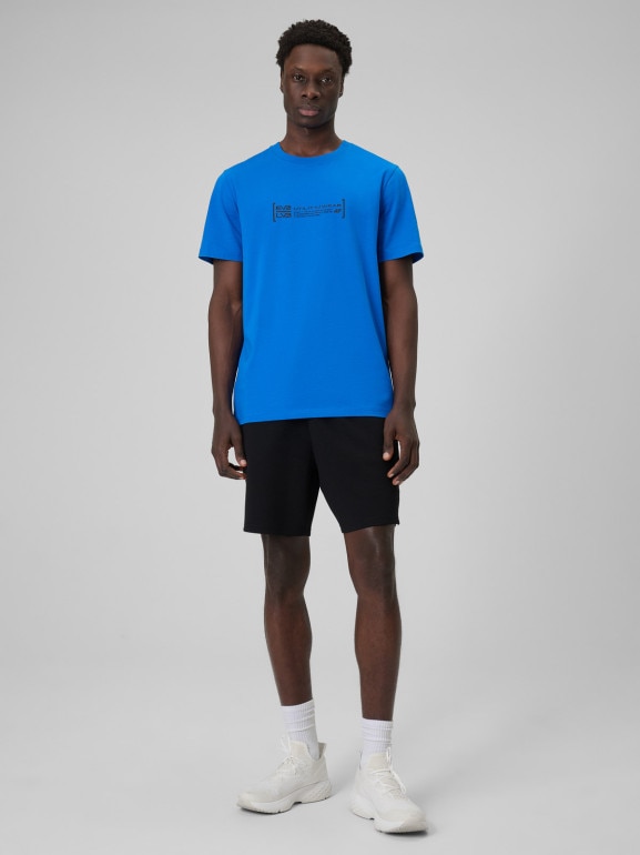 Męski t-shirt z nadrukiem 4F 4FWSS26TTSHM2668 - niebieski