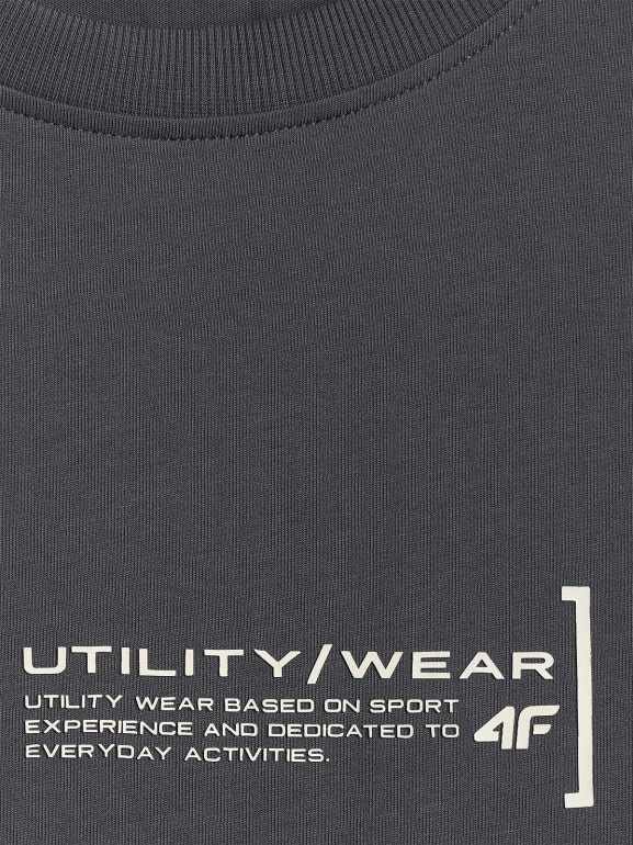 Męski t-shirt z nadrukiem 4F 4FWSS26TTSHM2668 - szary
