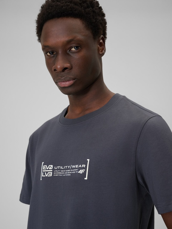 Męski t-shirt z nadrukiem 4F 4FWSS26TTSHM2668 - szary