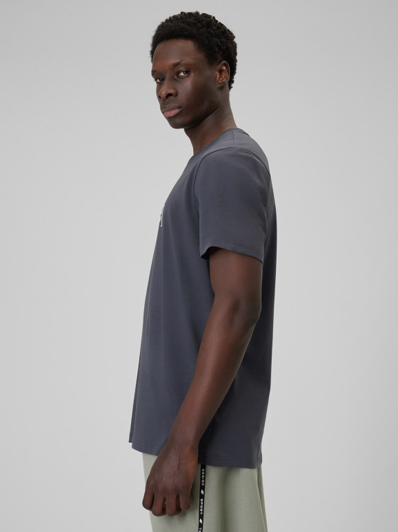 Męski t-shirt z nadrukiem 4F 4FWSS26TTSHM2668 - szary