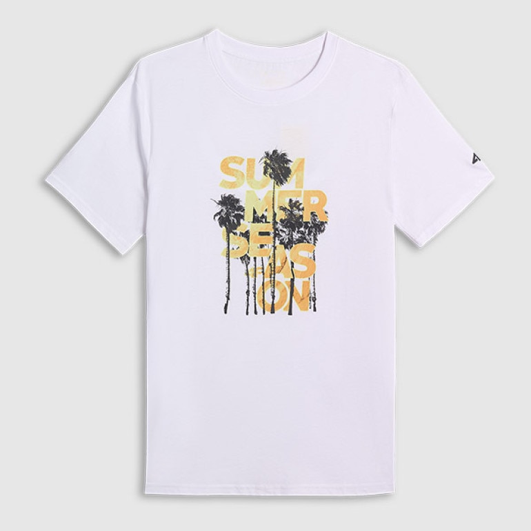 Męski t-shirt z nadrukiem 4F 4FWSS26TTSHM2784 - biały
