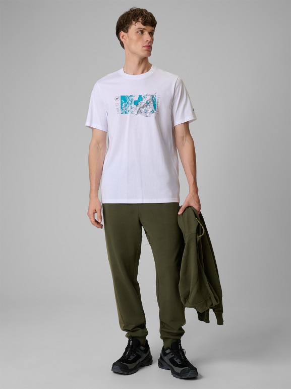 Męski t-shirt z nadrukiem 4F 4FWSS26TTSHM2823 - biały