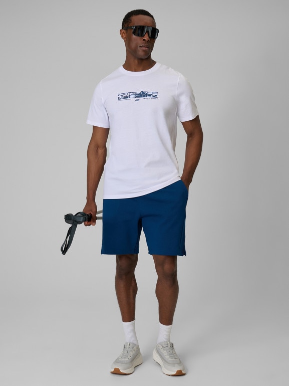 Męski t-shirt z nadrukiem 4F 4FWSS26TTSHM2824 - biały