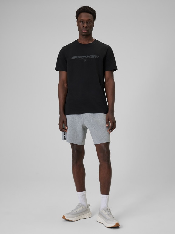 Męski t-shirt z nadrukiem 4F 4FWSS26TTSHM3033 - czarny