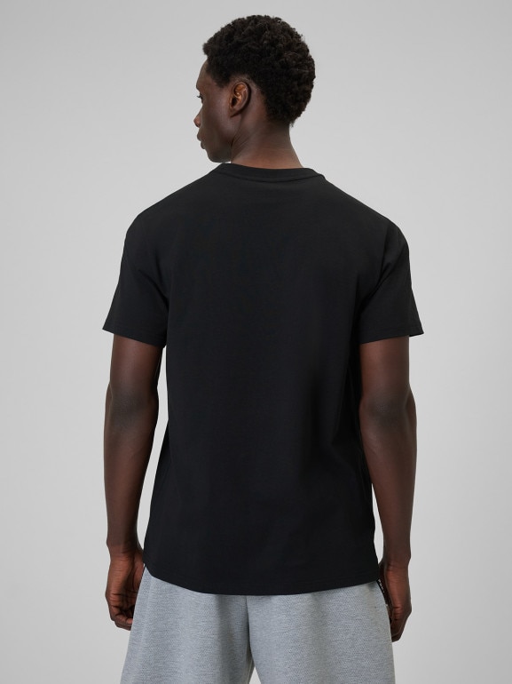 Męski t-shirt z nadrukiem 4F 4FWSS26TTSHM3033 - czarny