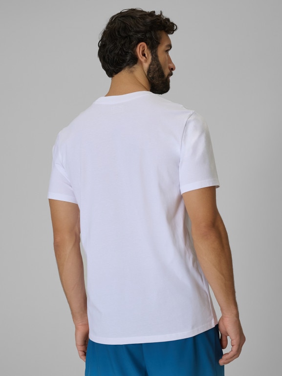 Męski t-shirt z nadrukiem 4F 4FWSS26TTSHM3034 - biały