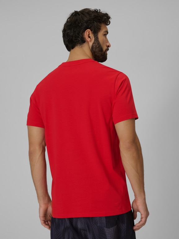 Męski t-shirt z nadrukiem 4F 4FWSS26TTSHM3034 - czerwony