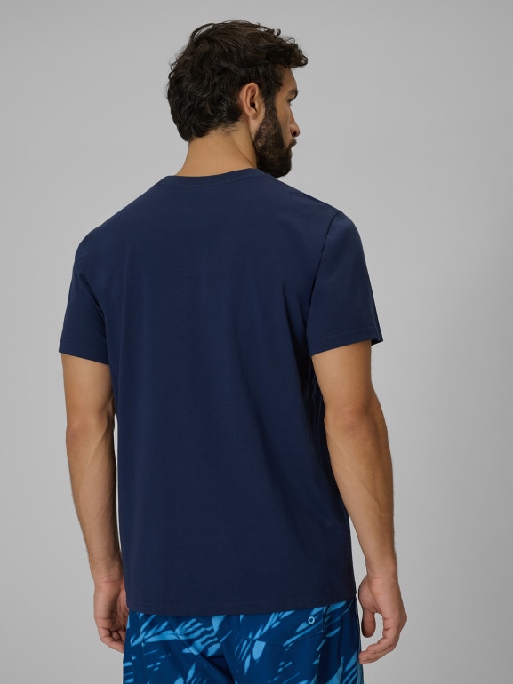 Męski t-shirt z nadrukiem 4F 4FWSS26TTSHM3034 - granatowy