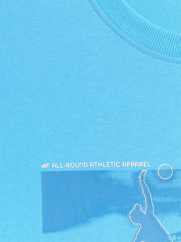 Męski t-shirt z nadrukiem 4F 4FWSS26TTSHM3035 - niebieski