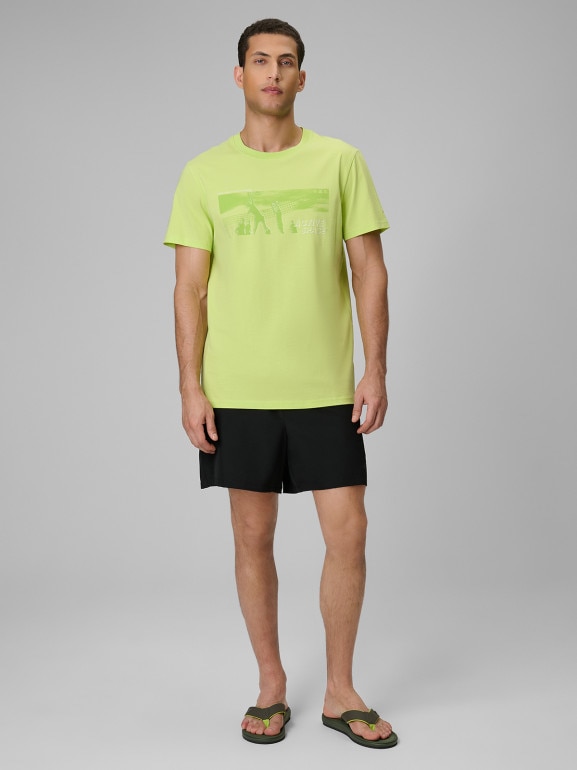 Męski t-shirt z nadrukiem 4F 4FWSS26TTSHM3035 - zielony