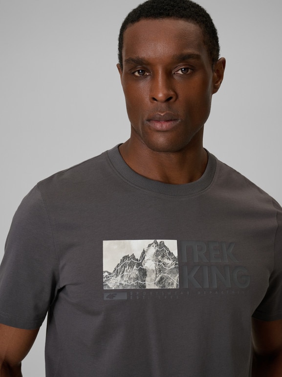 Męski t-shirt z nadrukiem 4F 4FWSS26TTSHM3321 - szary