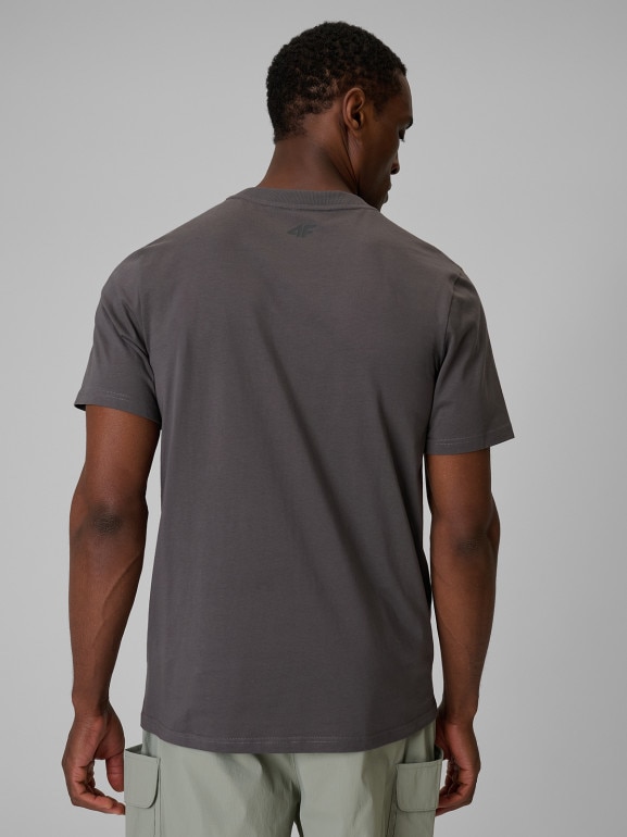 Męski t-shirt z nadrukiem 4F 4FWSS26TTSHM3321 - szary