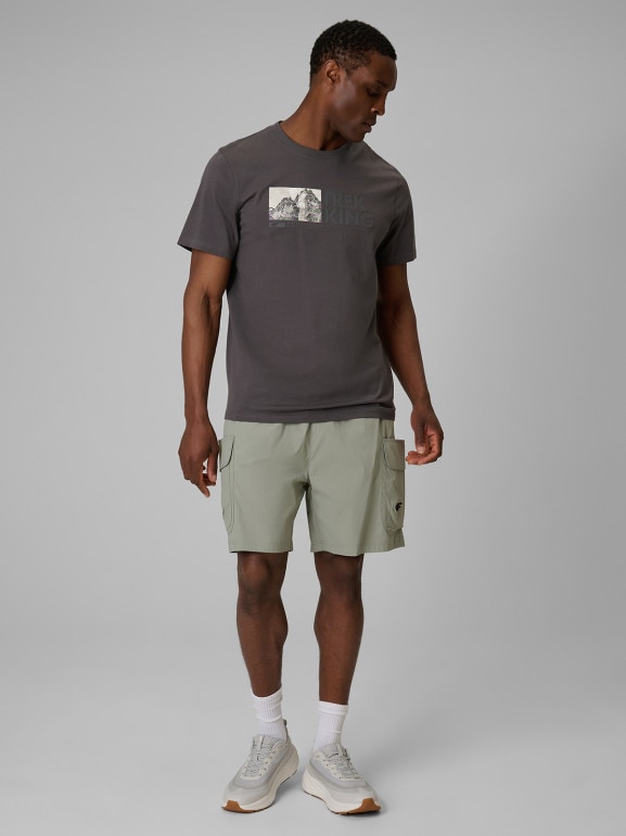 Męski t-shirt z nadrukiem 4F 4FWSS26TTSHM3321 - szary