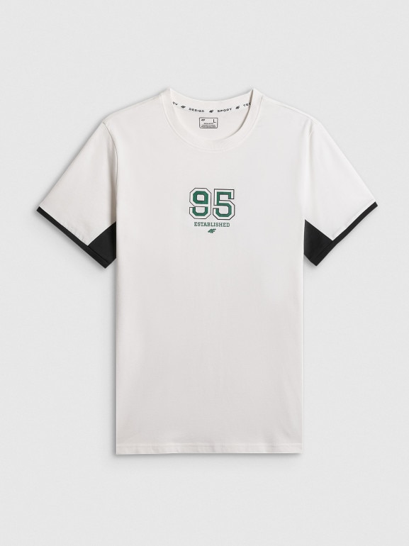 Męski t-shirt z nadrukiem 4F 4FWSS26TTSHM3323 - biały