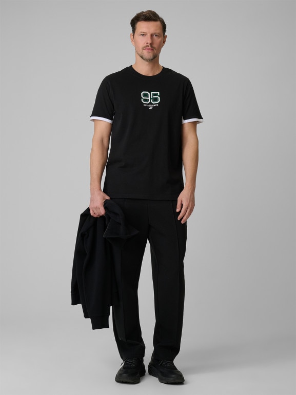 Męski t-shirt z nadrukiem 4F 4FWSS26TTSHM3323 - czarny
