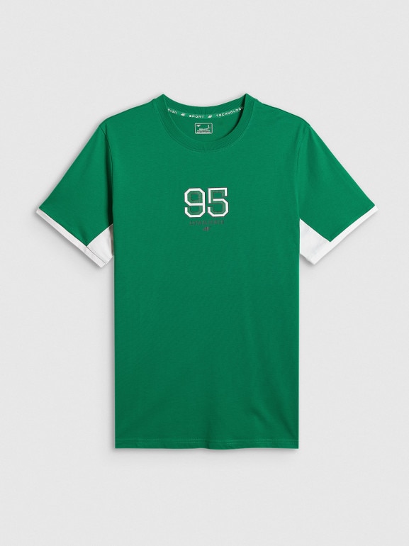 Męski t-shirt z nadrukiem 4F 4FWSS26TTSHM3323 - zielony