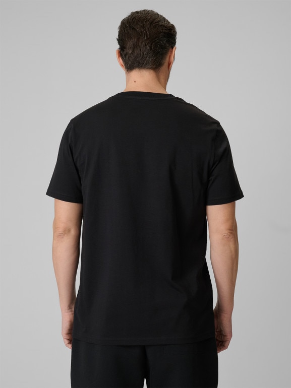 Męski t-shirt z nadrukiem 4F 4FWSS26TTSHM3324 - czarny